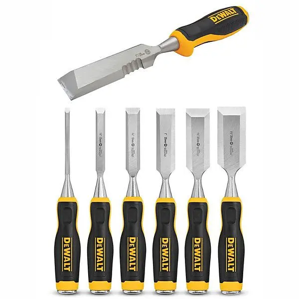 DeWalt 7-Piece Chisel Set with Side Strike Chisel, 6mm to 38mm, Black/Yellow, 2