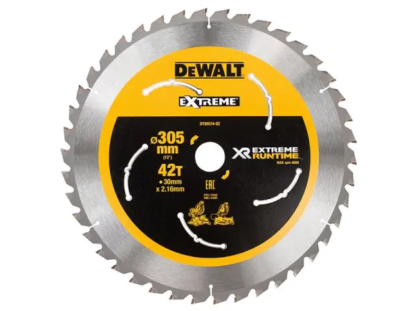 DEWALT XR 플렉스볼트 마이터 쏘 블레이드 305mm 42T