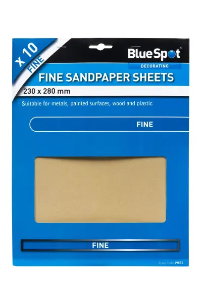 Blue Spot Tools Carta Vetrata Fine 10 Pezzi, Grana 240
