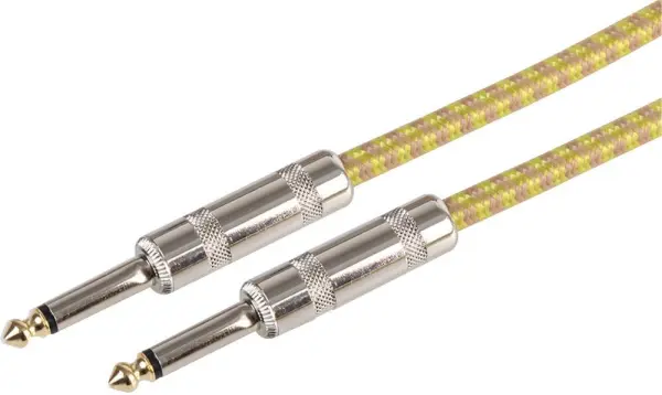CHORD 6.35mm Male to Male Guitar Lead, 3m Grey/Gold
