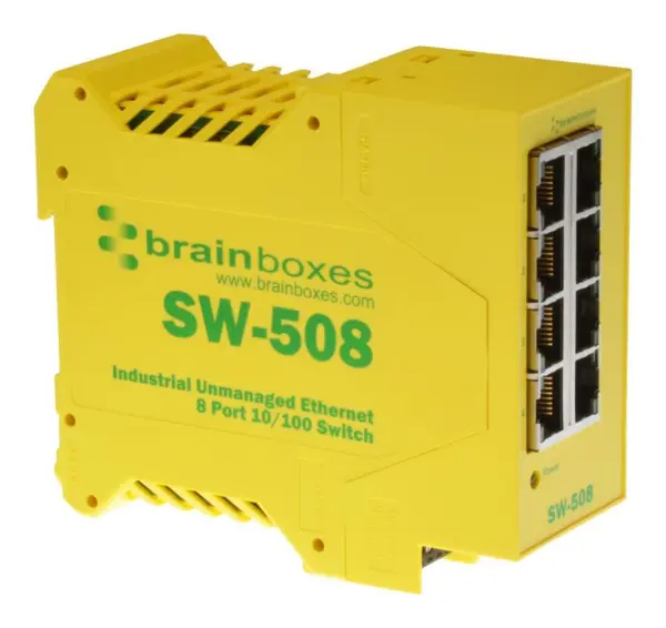 Brainboxes Switch Ethernet Industriale 8 Porte, Montabile su DIN, 10/100Mbps