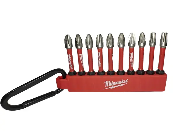 Milwaukee - Set Bit Pemutar Tugas Impak Shockwave dengan Carabiner 10 Keping