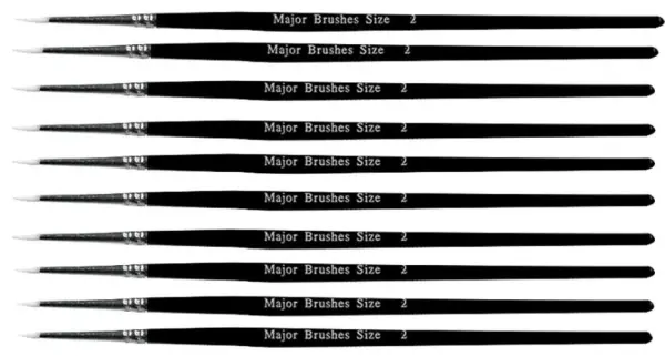 MAJOR BRUSHES - Scuab Péinte Sóideach Cruinn, Méid 2 (10 Pacáiste)