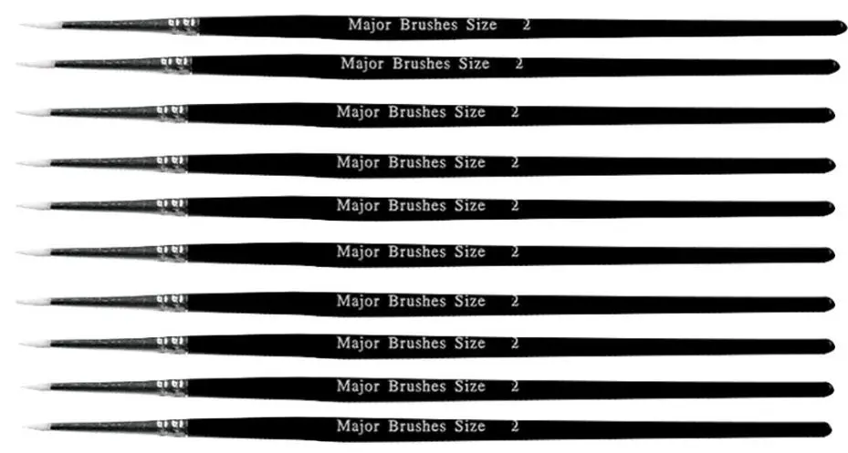 Major Brushes Synthetic Sable Round Paint Brushes - Size 2 (10 Pack)