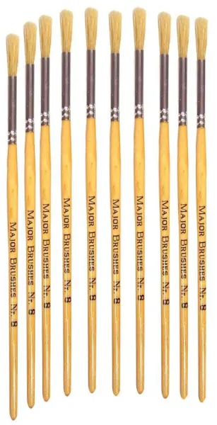 MAJOR BRUSHES Varkensharen Verfkwasten, Maat 8, 10-stuks
