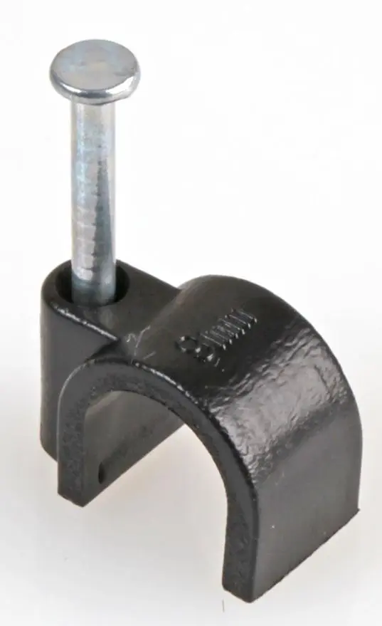 PRO POWER Round Cable Clips, 9mm, Black, Pack of 100