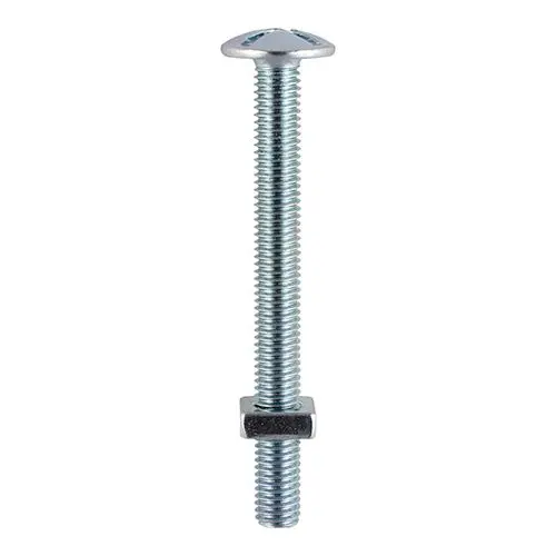 Timco Roofing Bolts with Square Nuts, Zinc Plated, M6 x 50mm (100 Pack)