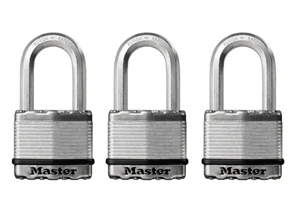 Master Lock Excell™ 50mm Laminated Steel Padlock x 3, 38mm Shackle