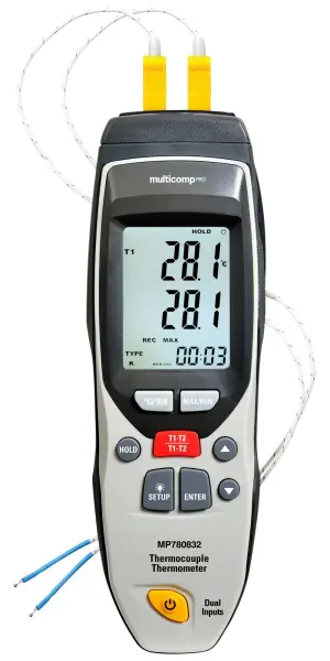Multicomp Pro Dual Input Thermometer Thermocouple, -250 to +400°C