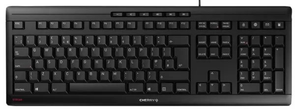 Teclado CHERRY STREAM com Fio, Preto, Mecanismo Tesoura