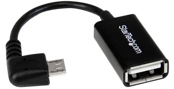 STARTECH Right Angle Micro USB OTG Adaptor Cable, 127mm, Black