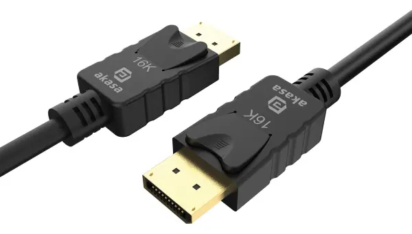 Akasa 16K UHBR DisplayPort 2.1 Male to Male Lead, 2m Black