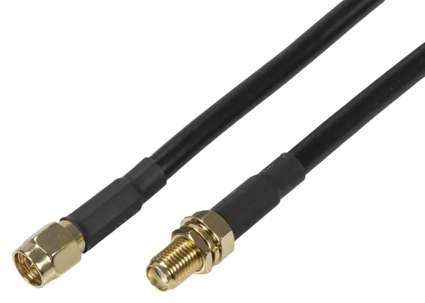 SMA Bulkhead Socket to SMA Plug Adaptor Lead 5m