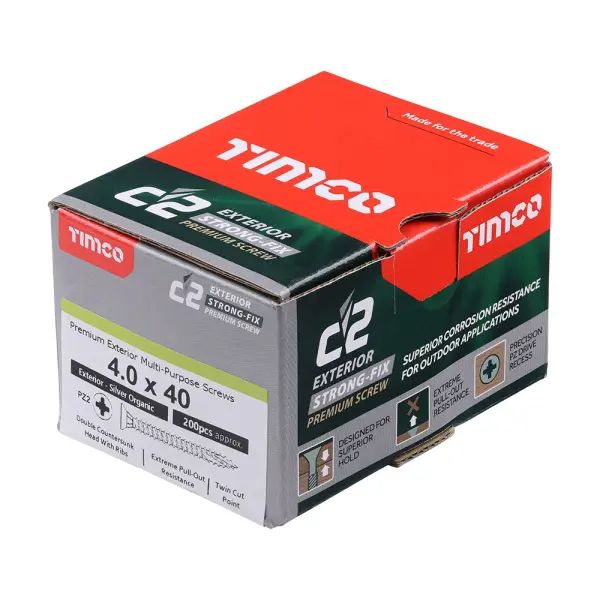 Timco - Vis Extérieur Strong-Fix PZ à tête fraisée C2 - 4.0 x 40
