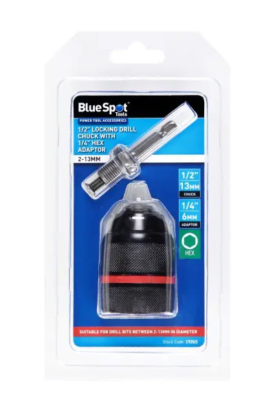 Blue Spot Tools - Chuck Dréimirí 1/2'' Glasáilte le hOiriúnóir Heicsid 1/4'' (2