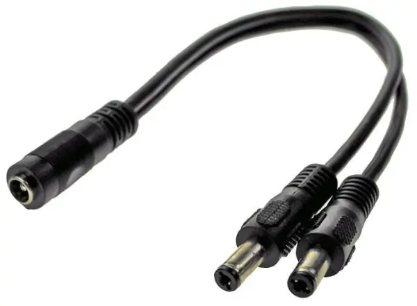PowerPax 2,1mm DC Splitterkabel - 1-auf-2-Wege, Schwarz