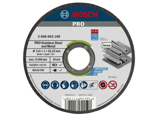 Bosch PRO Stainless Steel & Metal Cutting Disc 115x1x22.23mm