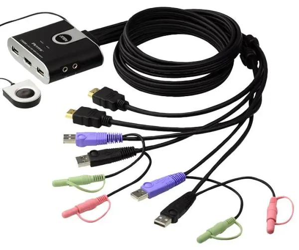 ATEN TECHNOLOGY - Lascthosca KVM USB HDMI 2-Port le Fuaim