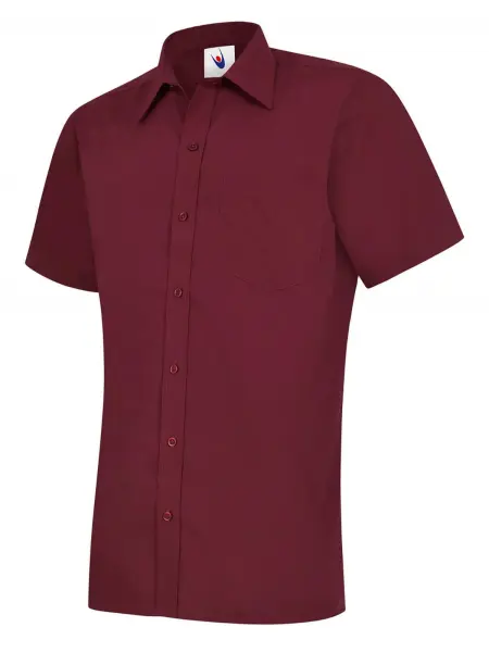Uneek Clothing - Chemise Homme Manches Courtes Popeline - Bordeaux, Taille 15.5