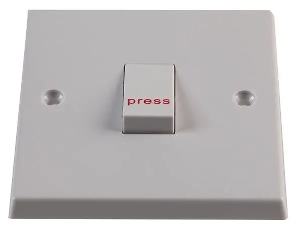 Volex Accessories Interruptor Retráctil 1 Módulo, Blanco, Grabado 'PRESS'