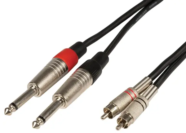 CITRONIC 6.3mm Jack to 2x RCA Phono Lead, 6m, Twin