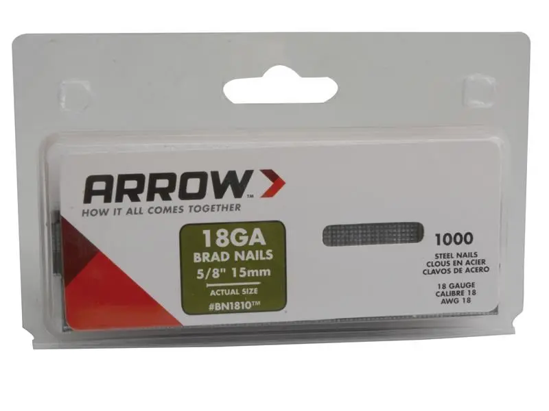 Arrow BN1810 Brad Nails 15mm (Pack of 1000)