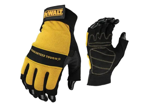 DeWALT Fingerless Work Gloves with Leather Palms, Large