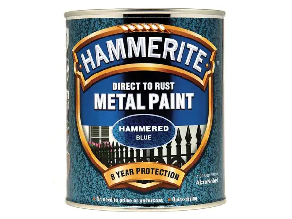 Hammerite Peinture Métal Directe sur Rouille, Finition Martelée, Bleu, 750ml