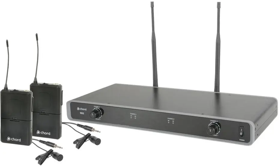CHORD Dual UHF Wireless Beltpack Microphone System, 863.3-864.3MHz