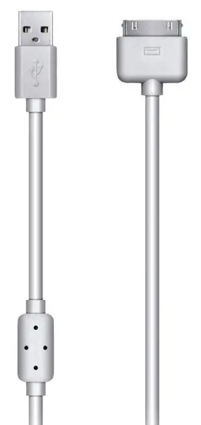 LMS DATA כבל לבן USB ל-30 פיני עם ליבת Ferrite, 1.5 מטר