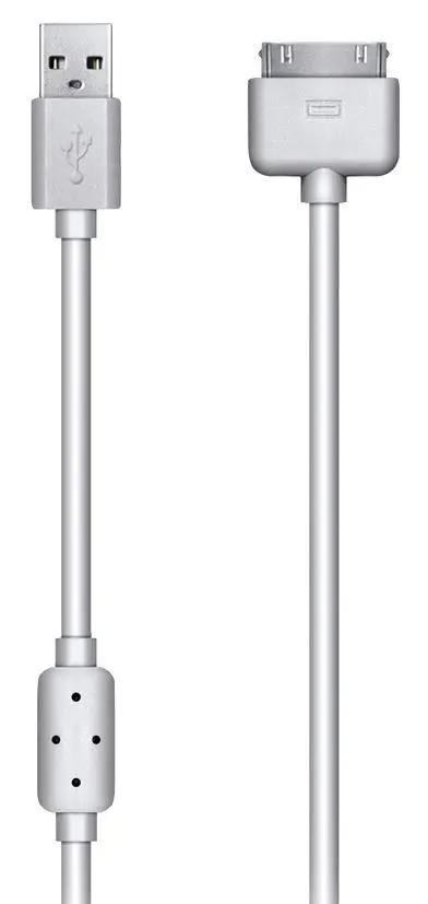 LMS DATA White USB to 30-Pin Connector Cable with Ferrite Core, 1.5m