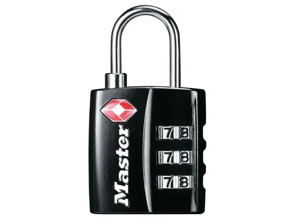 Master Lock TSA 3-Digit Combination Padlock, Black, 30mm