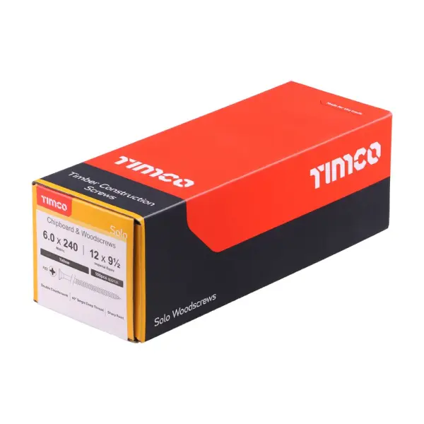 Timco - Vis à bois Solo PZ3 à tête fraisée, zinc jaune 6.0 x 240