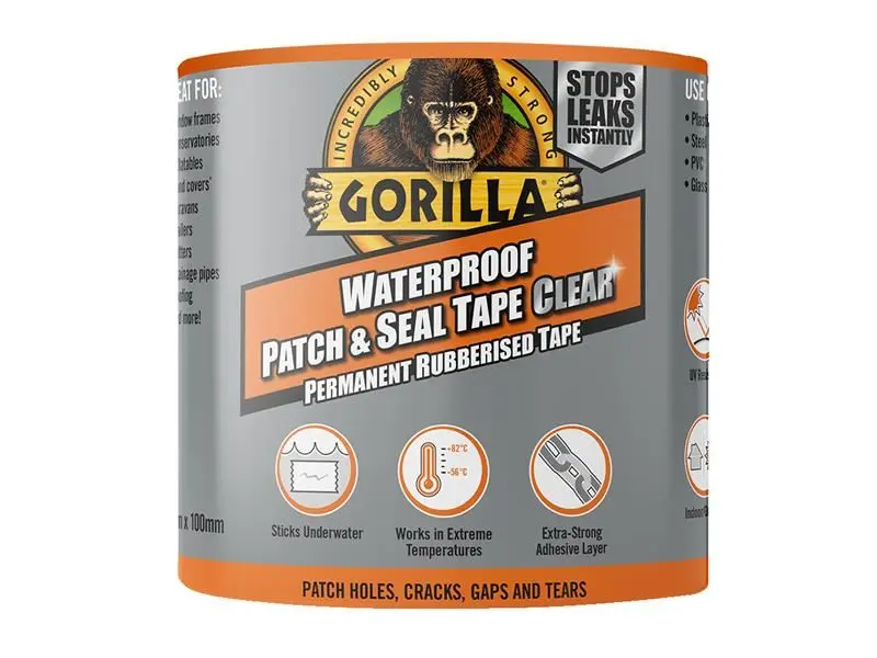 Gorilla Glue Waterproof Patch & Seal Tape, Clear, 100mm x 2.4m