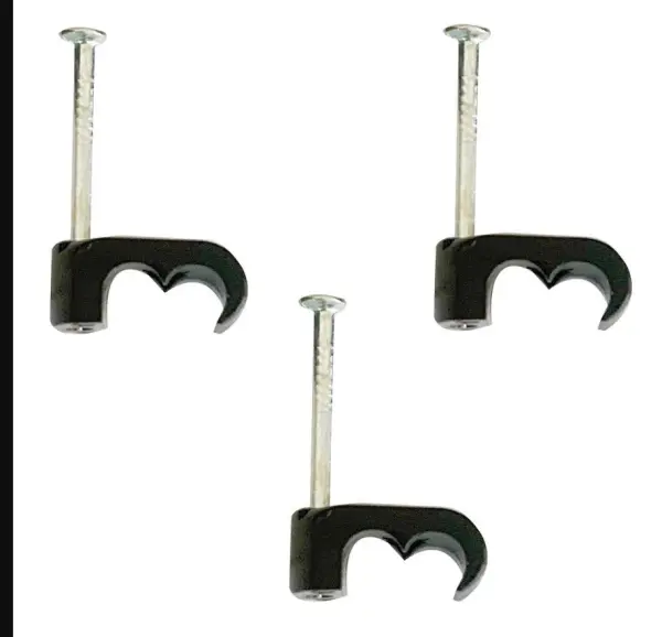 PRO ELEC Twin Cable Clips, Black, 5mm, Pack of 100