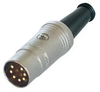 Connecteur DIN 7 broches REAN avec embout anti-tension en caoutchouc, contacts 