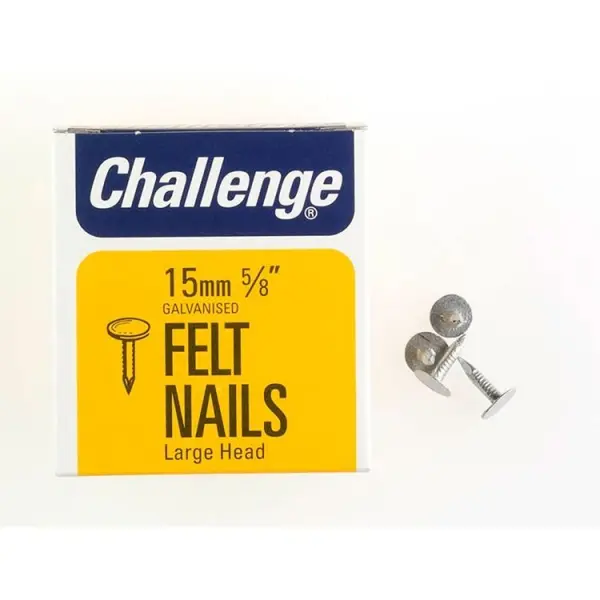 Challenge Galvanised Felt Nails, Large Head, 15mm, 225g