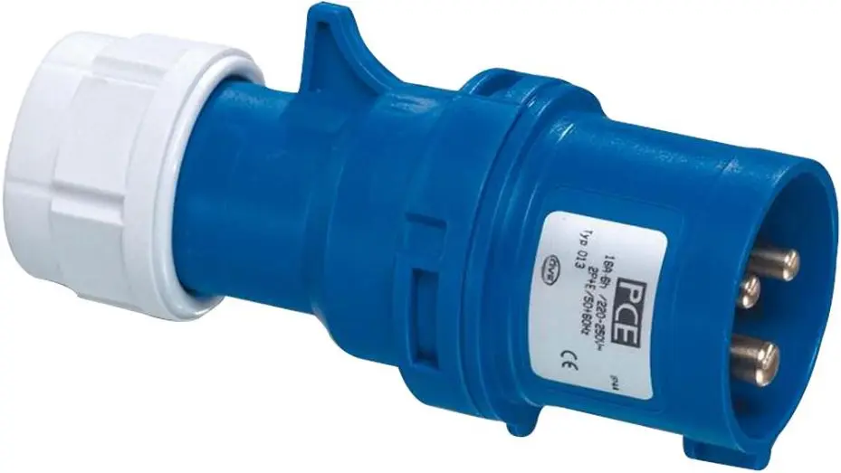 PCE 16A 230V Blue IP44 Cable Mount CEE Plug (2P+E)