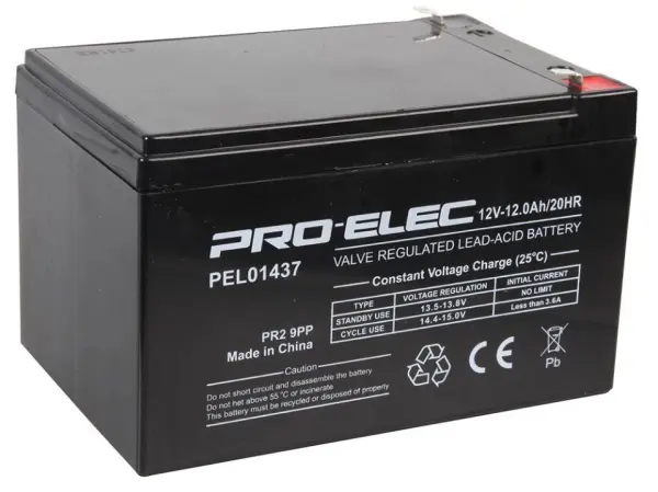 PRO ELEC 12Ah 12V AGM Sealed Lead Acid Battery