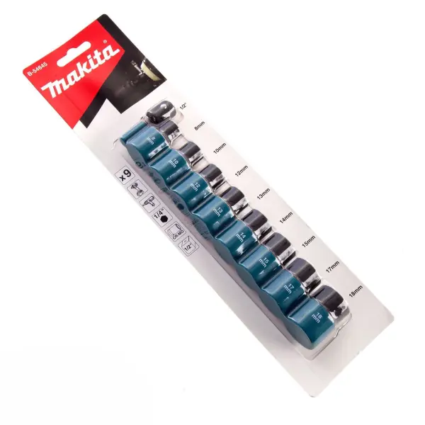 Makita B-54645 Jeu de douilles à choc (8-18mm, 1/2 pouce)