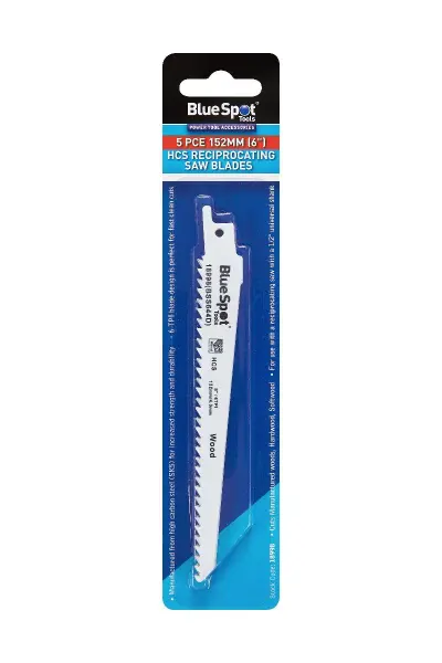 Blue Spot Tools Pięciopak ostrzy HCS do wyrzynarki 152 mm (6 in)