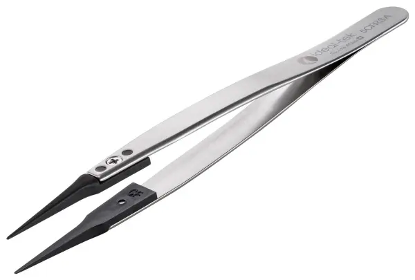 IDEAL-TEK 130mm Precision Tweezers, Straight Pointed Carbon Fibre Tips