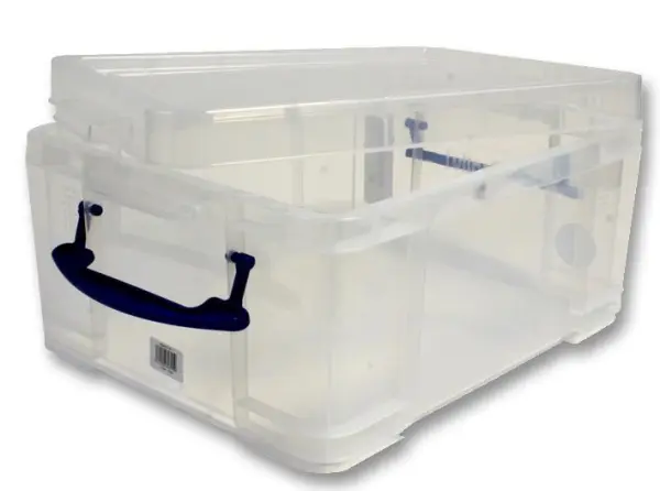 Really Useful Products 21L Clear Storage Box with Lid - 450mm x 350mm x 200mm
