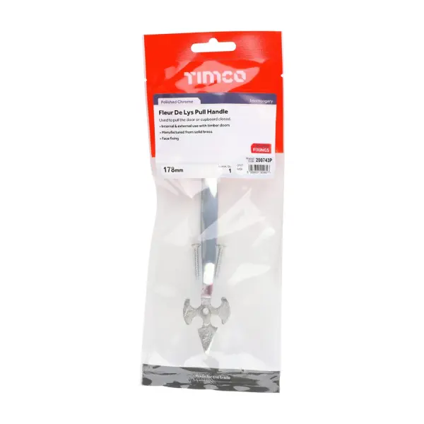 Timco Pemegang Tarik Kabinet Fleur De Lys - Krom Berkilau