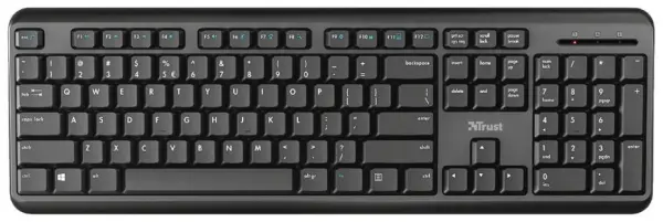 TRUST מקלדת אלחוטית TK-350, שחורה, פריסת UK, טווח 10 מטר