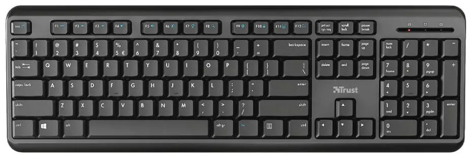 TRUST TK-350 Teclado Sem Fios, Preto, Layout UK, Alcance 10m