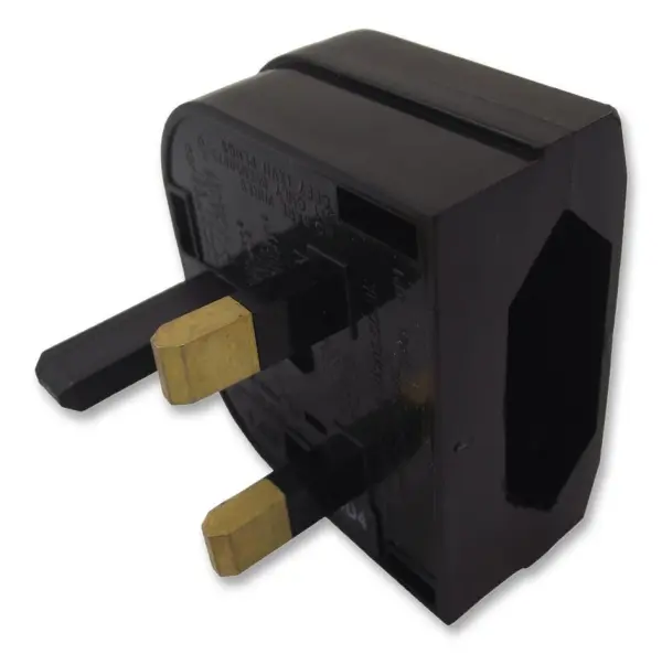 Powerconnections Adaptador Europeo 2-Pines a Enchufe UK 3-Pines, 8A, Negro