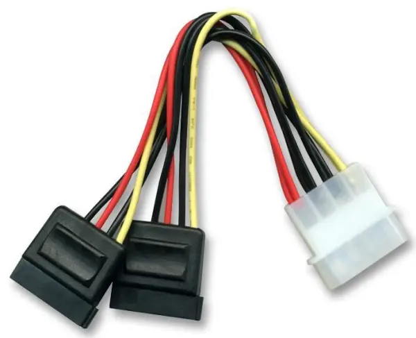 Pro Signal Molex LP4 to Dual 15-Pin SATA Power Cable, 100mm