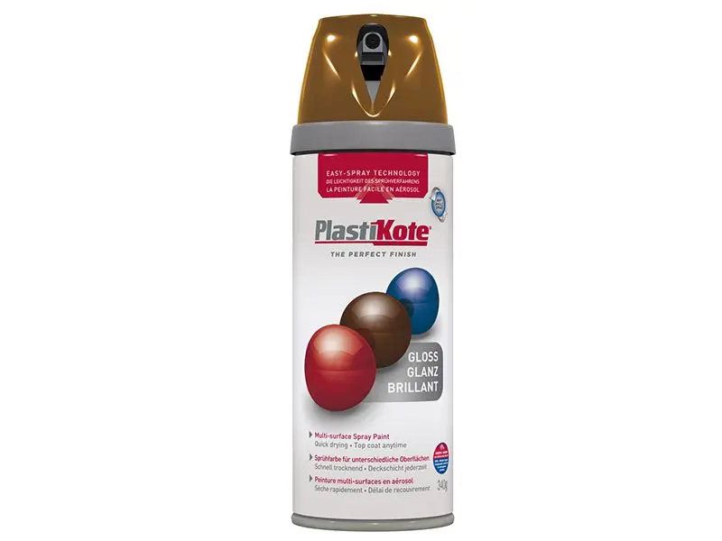 Peinture brillante PlastiKote Twist & Spray, Brun châtaignier, 400ml