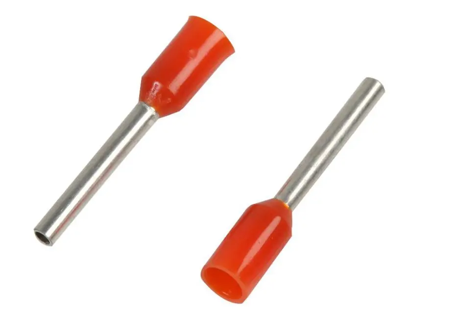PRO POWER Single 0.50mm Orange Ferrules, Copper, 100 Pack